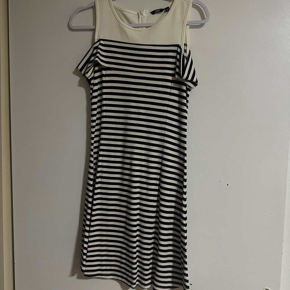 Elegant Black and White Striped Mini Dress